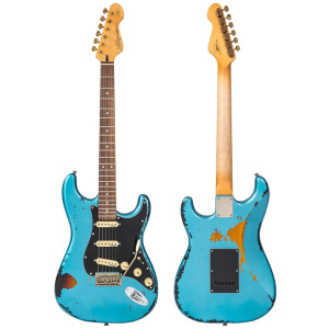 Vintage V6 Icon - Distressed Gun Hill Blue Over Sunburst