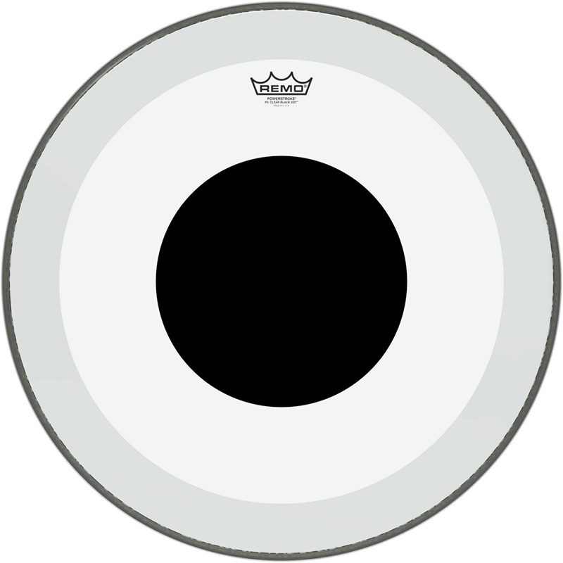 Remo 22" Powerstroke P3 Clear w/Black Dot