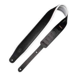 Levy's M26PD Top Grain 3-Inch Leather Guitar Strap - Black On White