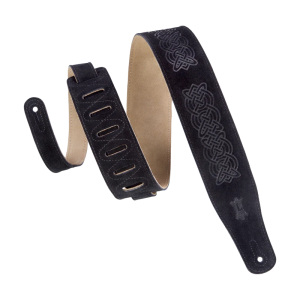 Levy's MS26-CK Celtic Embossed Suede 2.5 Inch Guitar Strap - Black