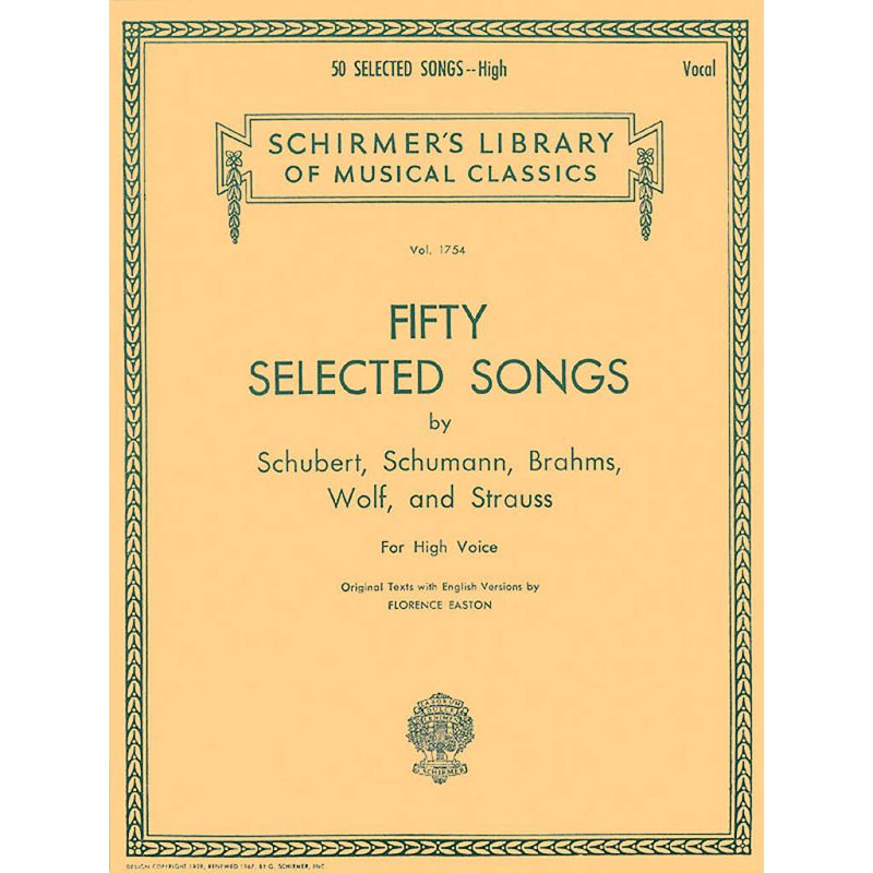 Fifty Selected Songs - High Voice And Piano