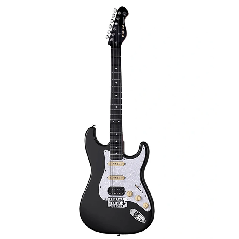 MOOER MCS10 Pro Electric Guitar - HSS - Black w/Pearl White Pickguard