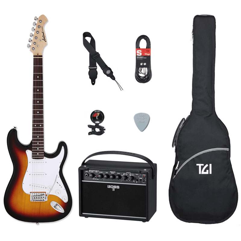 Aria STG-003/BOSS KATANA MINI X Guitar Pack - 3 Tone Sunburst