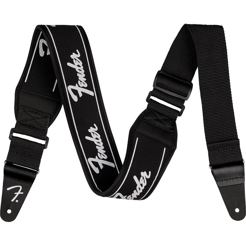 Fender Swell Neoprene Running Logo 2.5" Strap - Black/White