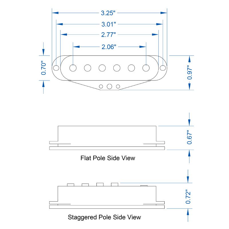 Lollar Pickups Strat Sixty-Four Pickups Set - White - Flat Pole - Image 4