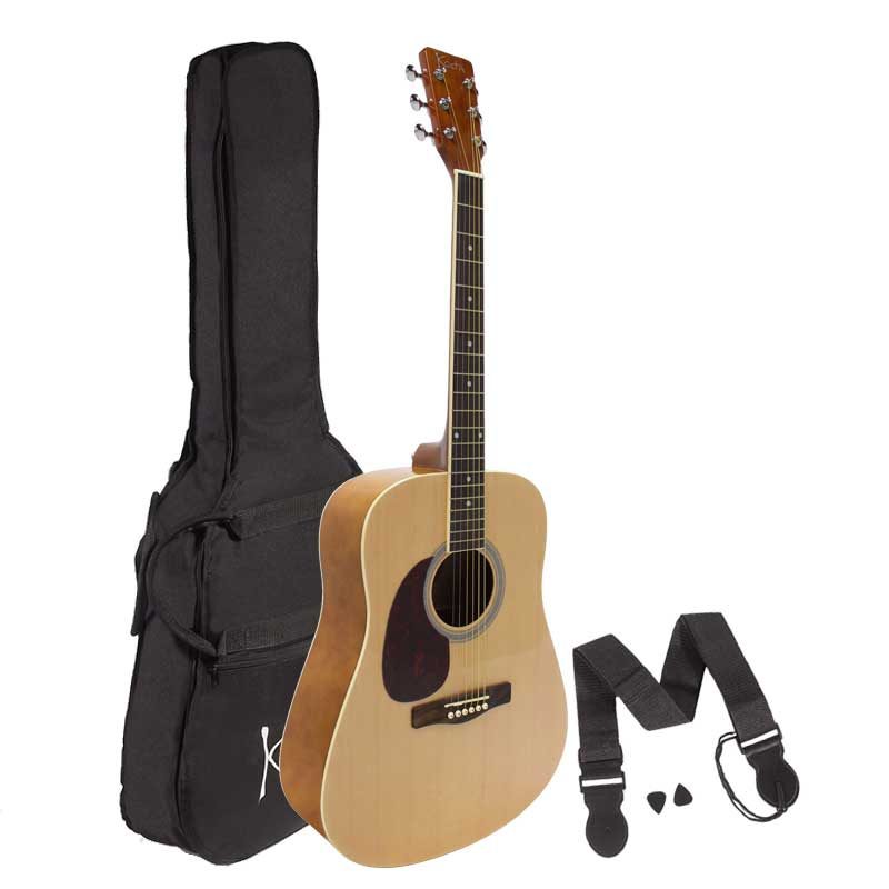 Koda 3/4 Size Left Handed Acoustic Guitar Pack Steel String - Natural