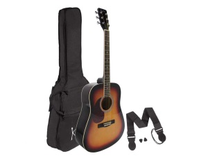 Koda 4/4 Size Left Handed Acoustic Guitar Pack Steel String - Sunburst